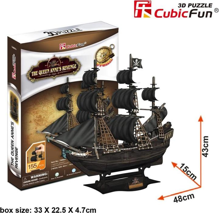 Actual product image Cubicfun Puzzle 3D Pirate and ship Queen Anne (155 pieces)