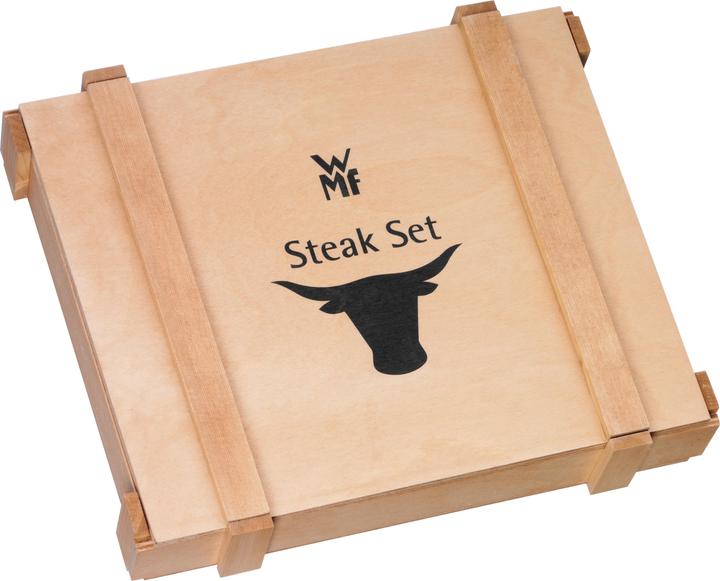 Produktbild WMF Steakbesteck Set Steakmesser 6 Personen 12tlg Spezialklingenstahl Eichenholz Holzkiste (12 Stück, Besteck Set)