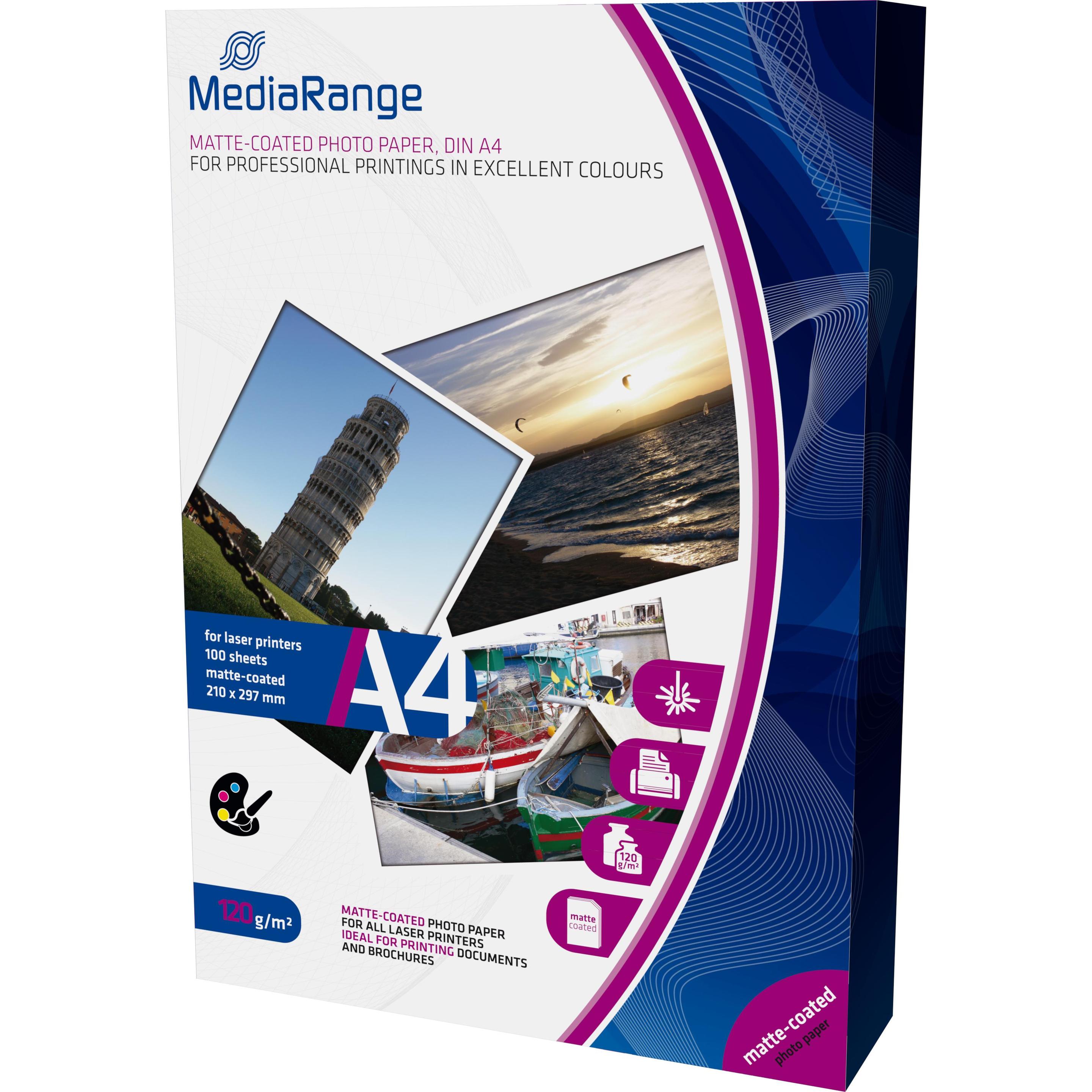 MediaRange Fotopapier (120 g/m², A4, 100 x), Fotopapier, Weiss