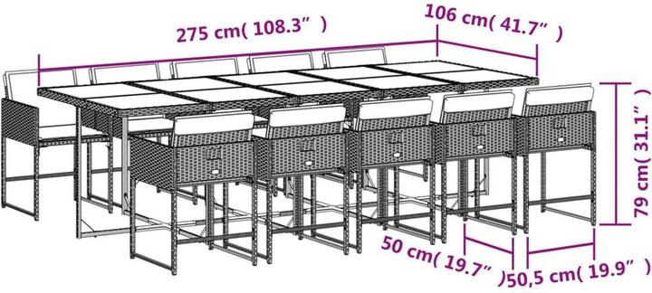 Actual product image vidaXL Garten Essgruppe (275 x 106 x 73 cm)