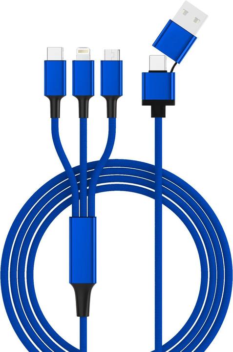 Cololight HYDRA ULT NB Ladekabel, USB-A/USB-C -> micro USB, Lightning & USB-C, blau (1.20 m, USB 2.0)