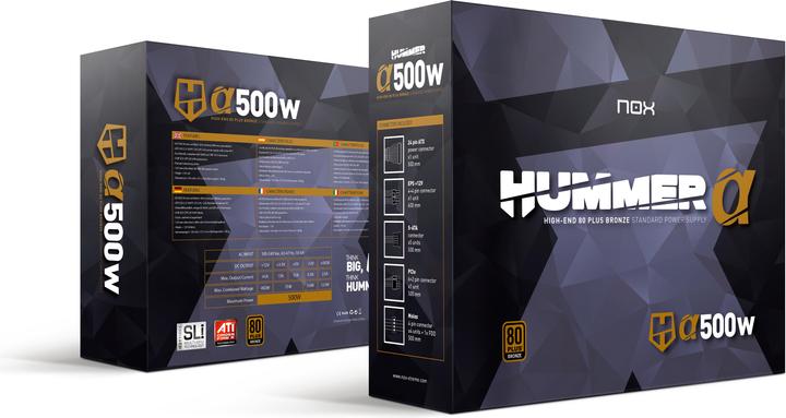 Produktbild Nox Hummer Alpha Netzteil 500 W 24-pin ATX ATX Schwarz (500 W)