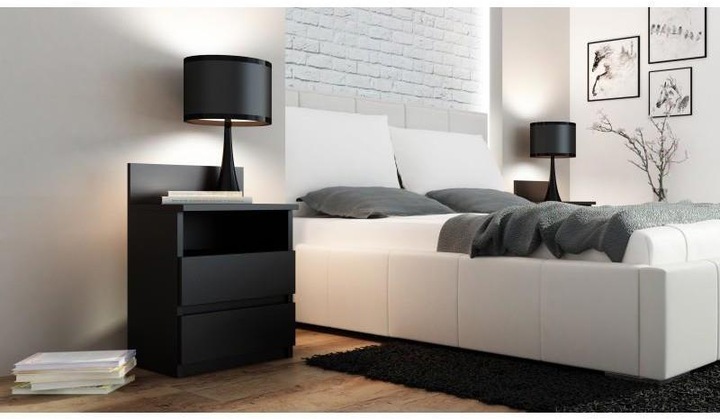 Image du produit Topeshop M1 CZARNA MAT Table de chevet & table de nuit 2 tiroir(s) Table de chevet (40 x 32 x 59 cm)