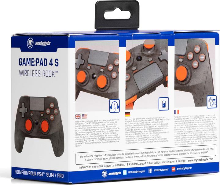 Immagine prodotto Snakebyte Pad 4 S Wireless PS4 Controller - grigio arancione (PC, PS4)