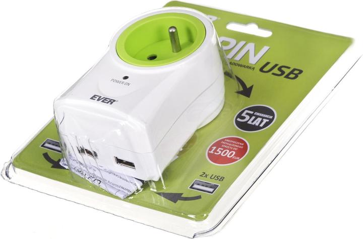 Immagine prodotto Ever SPIN T / LZ10-SPI000 / 0000 Presa multipla (1 x UTE, 2 x USB, 16 A (3680 W), bianco) (1x)