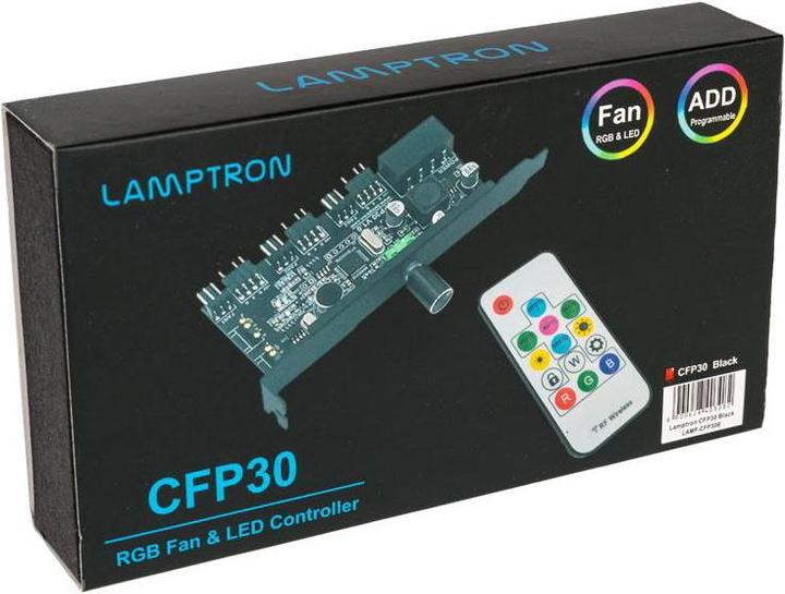 Actual product image Lamptron CFP30 fan and RGB LED controller for PCI slot - black (3 Fan)