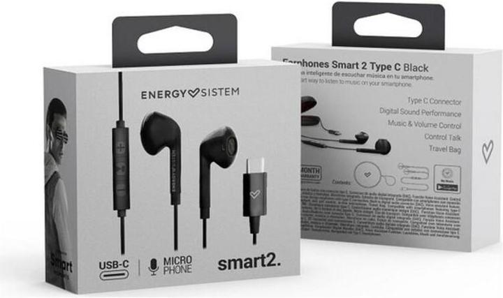 Actual product image Energy Sistem Smart 2 Type C Headphones Wired In Ear Calls/Music USB Type-C Black (Cable)