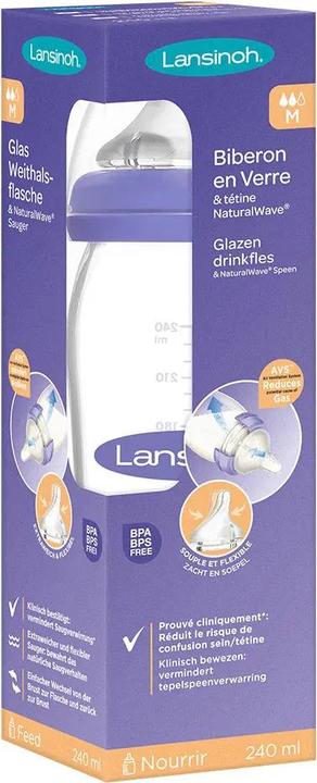 Produktbild Lansinoh Weithalsflasche mit NaturalWave Sauger (240 ml)