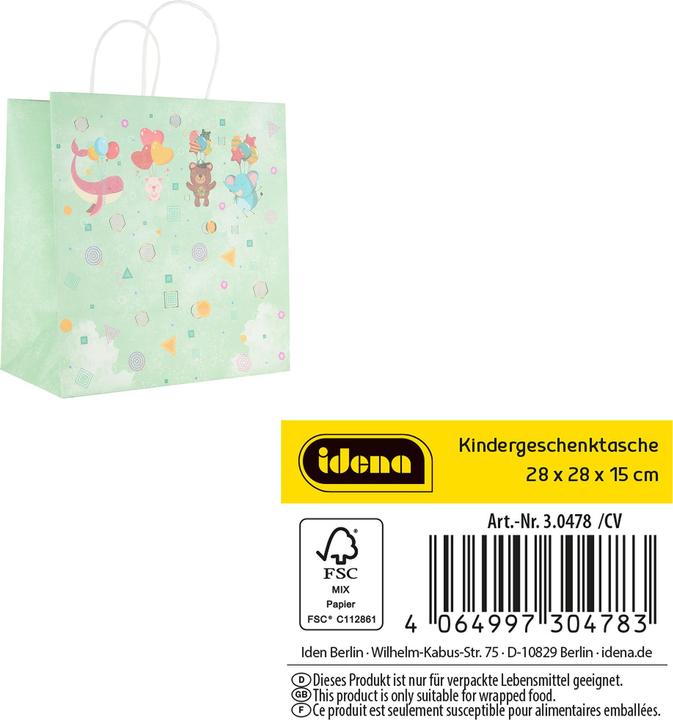 Produktbild Idena Geschenktasche Kinder mehrfarbig 28x28x15cm (1x)