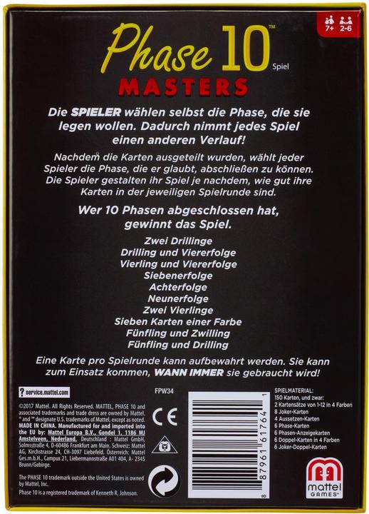 Produktbild Mattel Games Phase 10 Masters Kartenspiel (Deutsch, 2 - 6 Spieler)