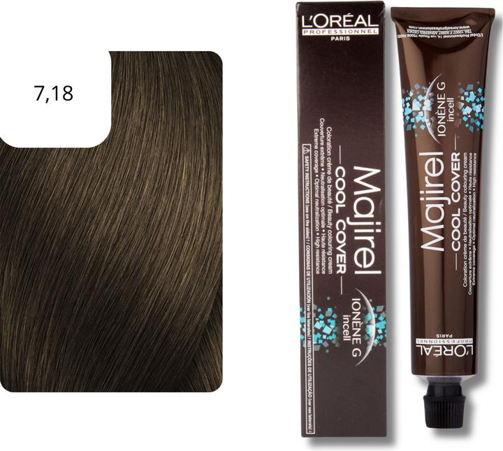 Immagine prodotto L'Oréal Professionnel Majirel Cool Cover colore dei capelli (7,18 Moka di frassino biondo medio)