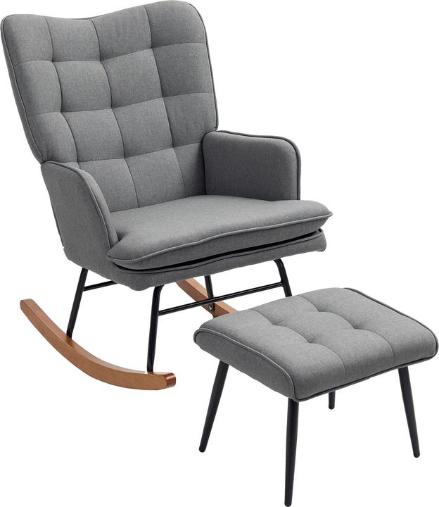 Produktbild Homcom Schaukelstuhl mit Hocker Polyester, Schaumstoff Dunkelgrau