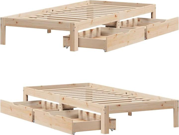 Produktbild vidaXL Bett mit Schubladen Kiefer (75 x 190 cm)