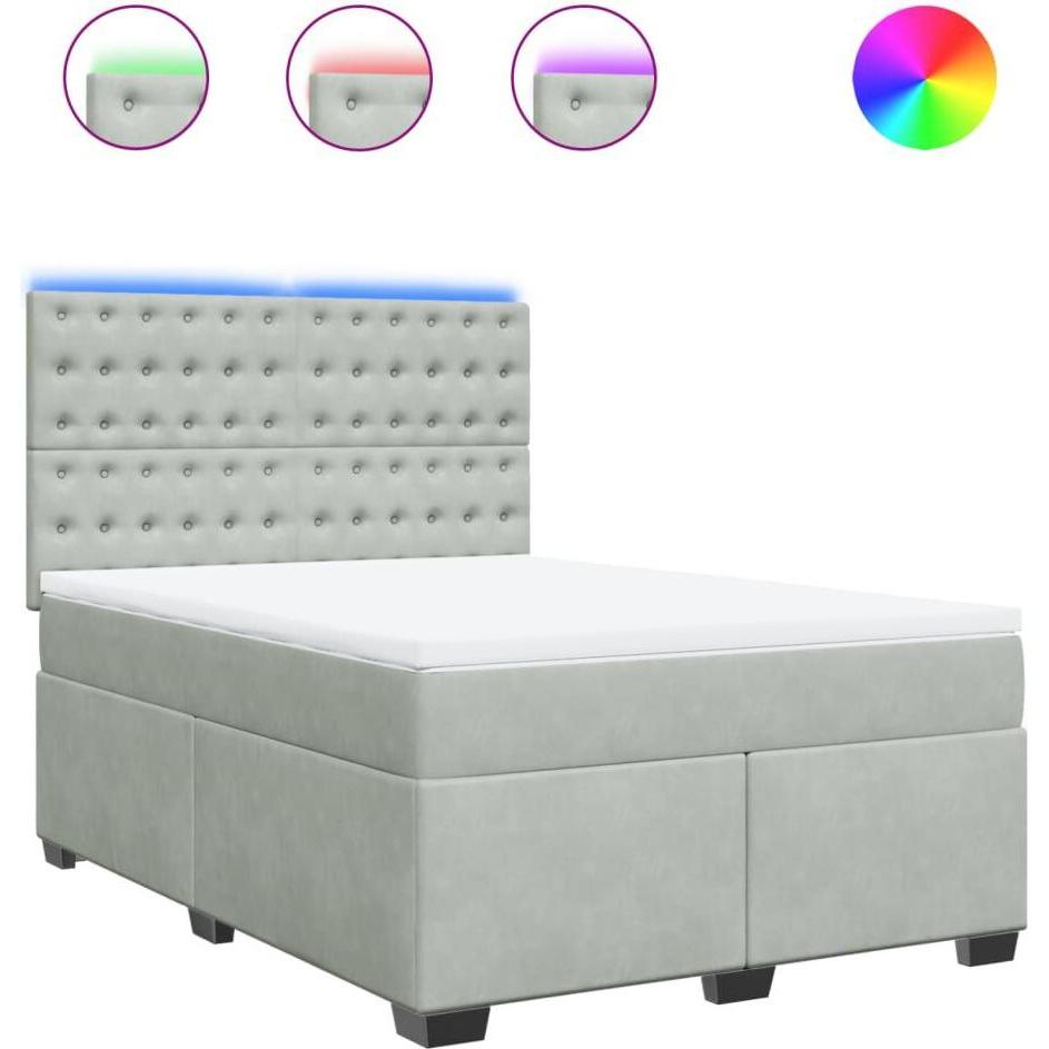 Thumbnail - VidaXL, Bett, Bo x springbett mit Matratze 140 x 190 cm Samt (140 x 190 cm)