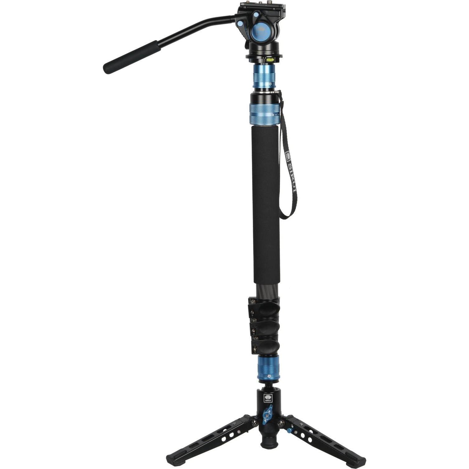 Sirui P-424FS + VA5 Carbon Einbeinstativ 168 cm mit Standspinne + Videoneiger (Metall, Carbon), Stativ, Schwarz