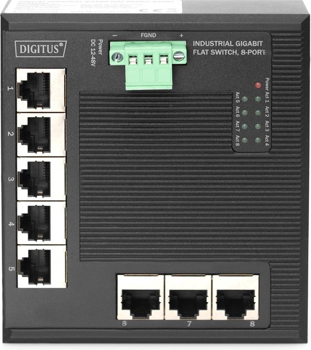Immagine prodotto Digitus Gigabit Flat Switch industriale, 8 porte (8 porte)
