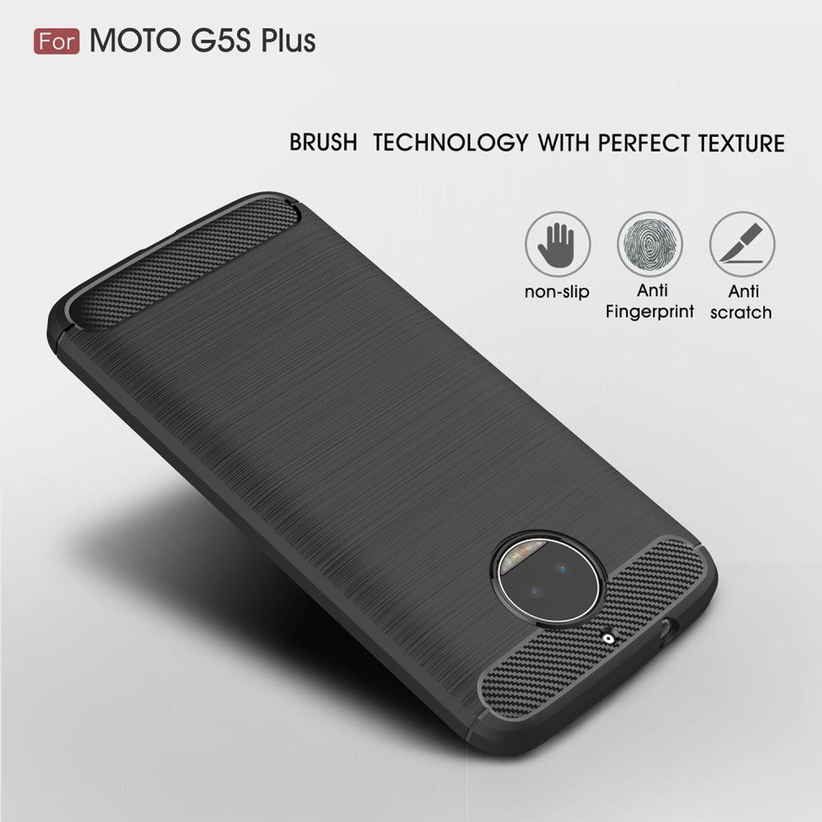 Thumbnail - König Design Motorola Moto G5S Plus Handy Hülle TPU Case Carbon Fiber Schutz Cover Schwarz (Motorola Moto G5S Plus), Sma...