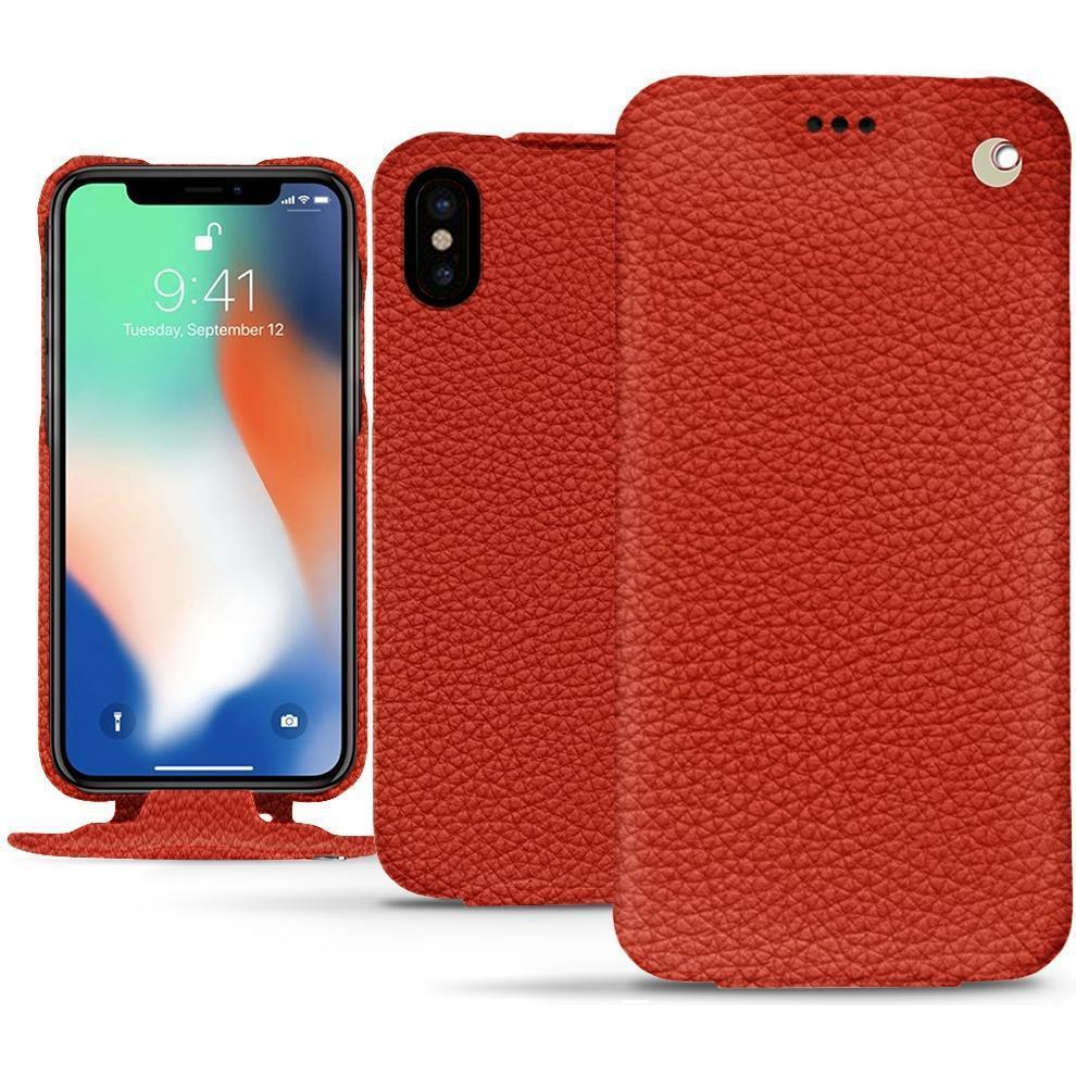 Noreve Lederschutzhülle vertikal (Apple iPhone XS Max), Smartphone Hülle, Orange