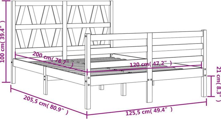 Produktbild vidaXL Bettrahmen (120 x 200 cm)