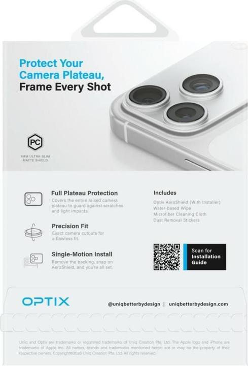 Actual product image Uniq Optix Aeroshield Camera Module Protector for iPhone 17 Pro Max transparent (Apple iPhone 17 Pro Max)