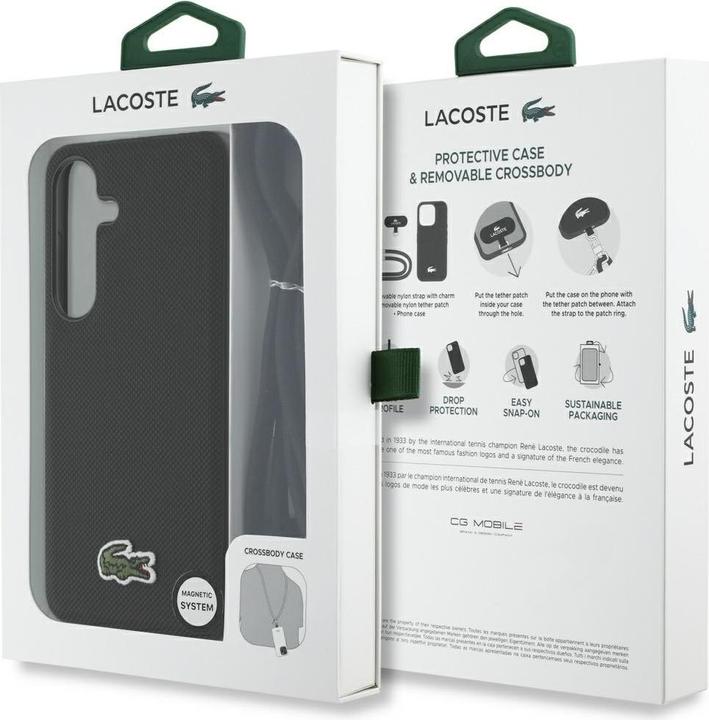 Image du produit Lacoste Case Iconic Petit Pique Woven Logo CBDY Strap MagSafe to Samsung Galaxy S25 black