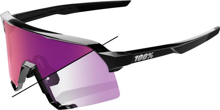Produktbild 100% S3 Gloss Black - Purple Flash Mirror Photochromic Lens (Black, Gloss Black, Photochromic Purple Mirro, Purple Flash Mirror Photochromic)