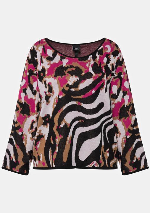 Image du produit Ulla Popken Pull à col bateau et manches longues, motif animal (54)