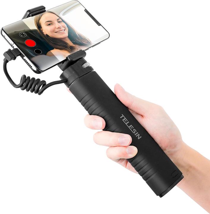 Actual product image Telesin Power grip selfie stick (With power bank) TE-CSS-001