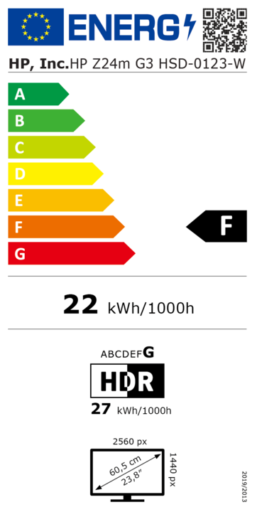 Energie-Label HP Z24m G3 (2560 x 1440 Pixel, 23.80")