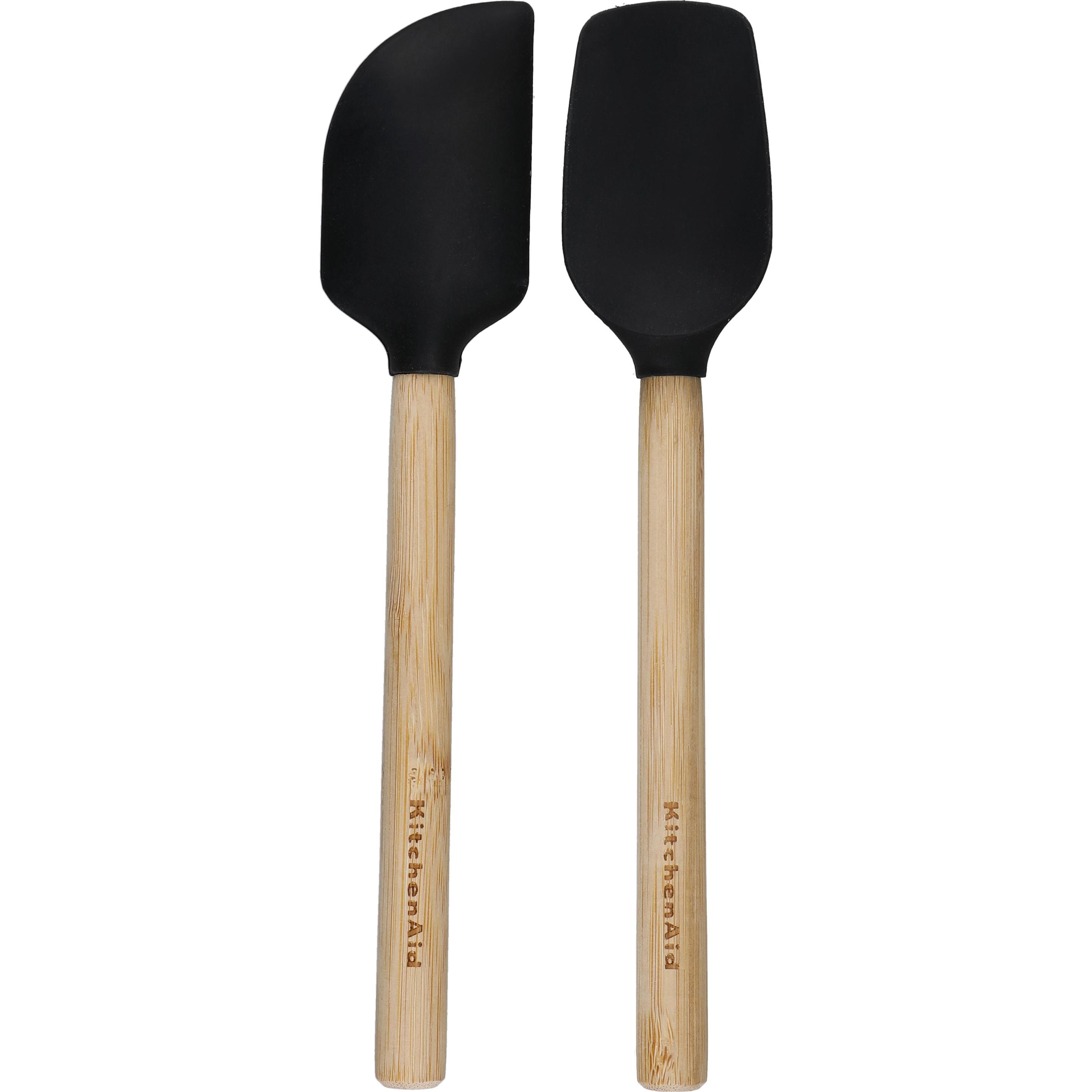 KitchenAid 2-Pack Mini Bamboo Spatulas with Heat Resistant and Flexible Silicone Heads, Zubehör Küchengeräte, Mehrfarbig