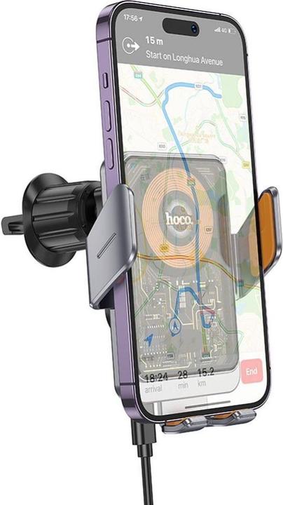 Actual product image Hoco 2 in 1 QI Wireless Fast Charge car cradle charging station