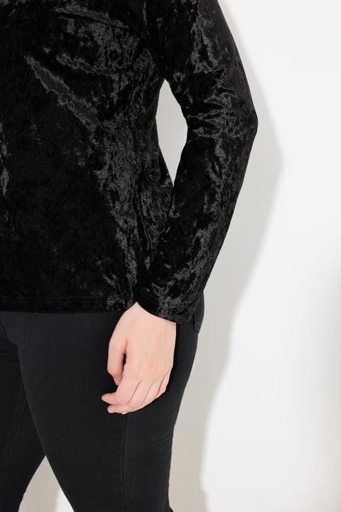 Actual product image Ulla Popken Velvet Holiday Mockneck Slim Fit Long Sleeve Top (58)