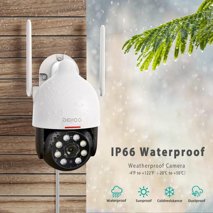 Immagine prodotto Dekco Telecamera di sorveglianza per esterni, IP66, bianco (2304 x 1296 Pixels)
