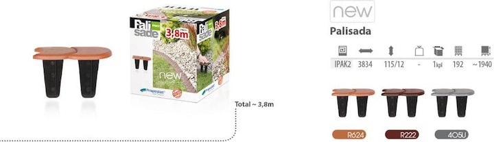 Actual product image Prosperplast Garden Palisade Flat Terracotta Stone 12 cm x 3.8 m (IPAK2-R624) (380 cm)