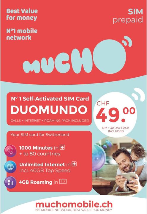 Image du produit BeeOne Carte SIM MUCHO Mobile Pack DUOMUNDO