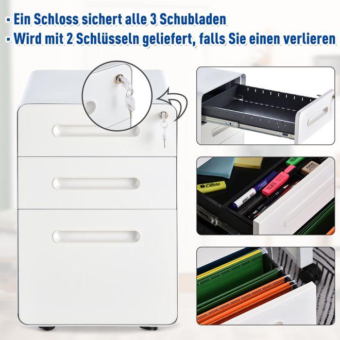 Immagine prodotto Swisshandel24 Piedistallo mobile, schedario, piedistallo per ufficio con 3 cassetti, mobile per ufficio (39 x 48 x 59 cm)