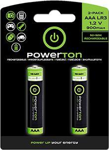 Immagine prodotto Powerone Wiederaufladbare Batterie, AAA (HR03), 900 mAh, Powerton, 2-pack, EOL (2 pz., AAA, 900 mAh)