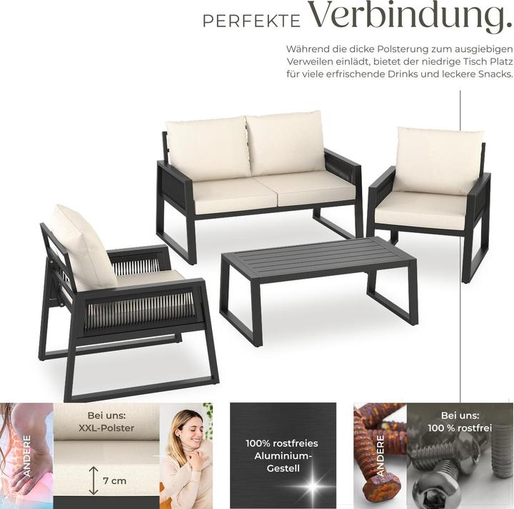 Actual product image tectake Captive garden lounge set in Rope design, aluminium frame