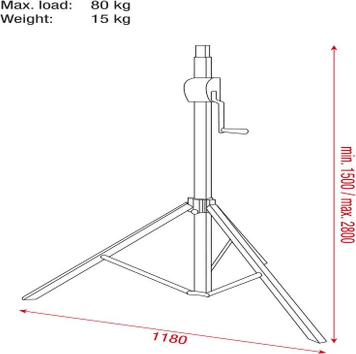 Actual product image Showtec Basic 2800 Wind up stand