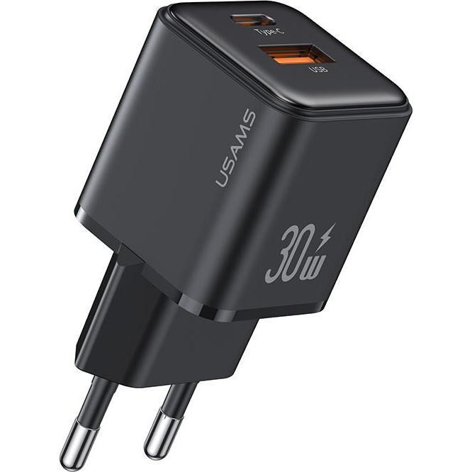 Usams Ład. siec. 1xUSB+1xUSB-C PD30W 3A (only head) PD3.0 Fast Charging czarny/black X-ron Series CC (30 W), USB Ladeger...