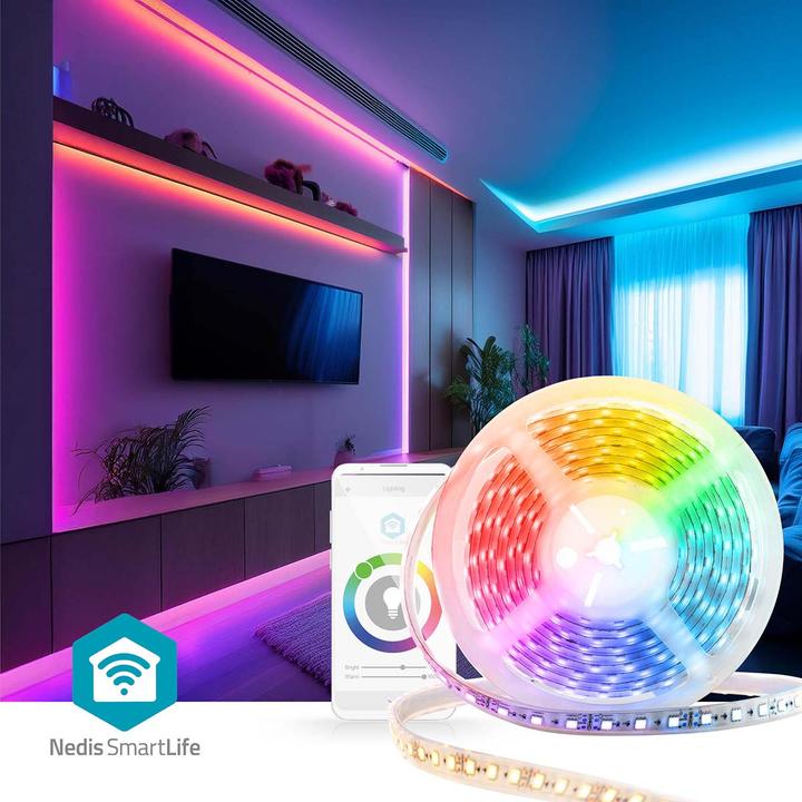 Actual product image Nedis SmartLife LED-Streifen | Wi-Fi | Kaltweiss / RGB / Warmweiss | SMD | 5.00 m | IP21 | 2700 - 65 (Cold White, RGB, Warm white, 500 cm, Indoor)