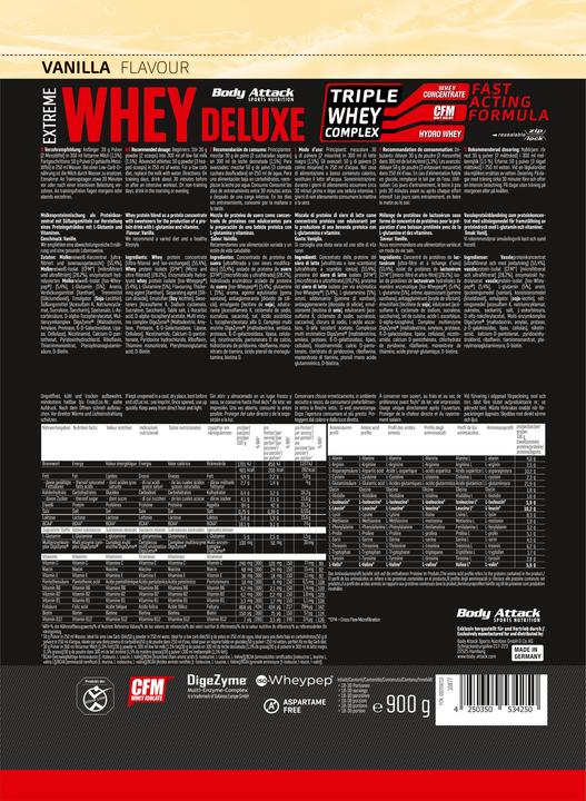 Image du produit Body Attack Extreme Whey Deluxe (sachet de 900g) (Vanille, 1 x, 900 g)
