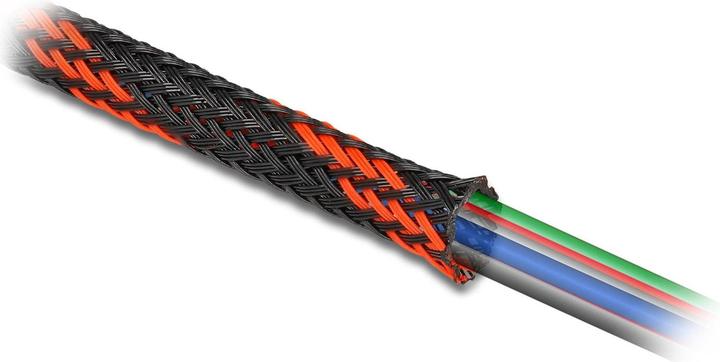 Actual product image Delock Braided hose stretchable 2 m x 38 mm black-red (Cable conduit, 200 cm)