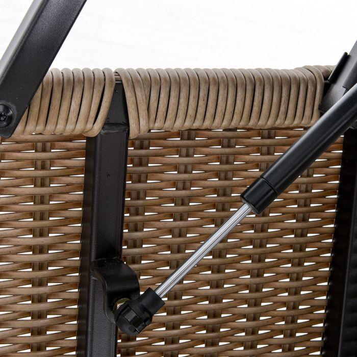 Produktbild Swisshandel24 Polyrattan Beistelltisch Garten Couchtisch Gartentisch Balkontisch ausziehbar Stahl Khaki 103 x 50 x