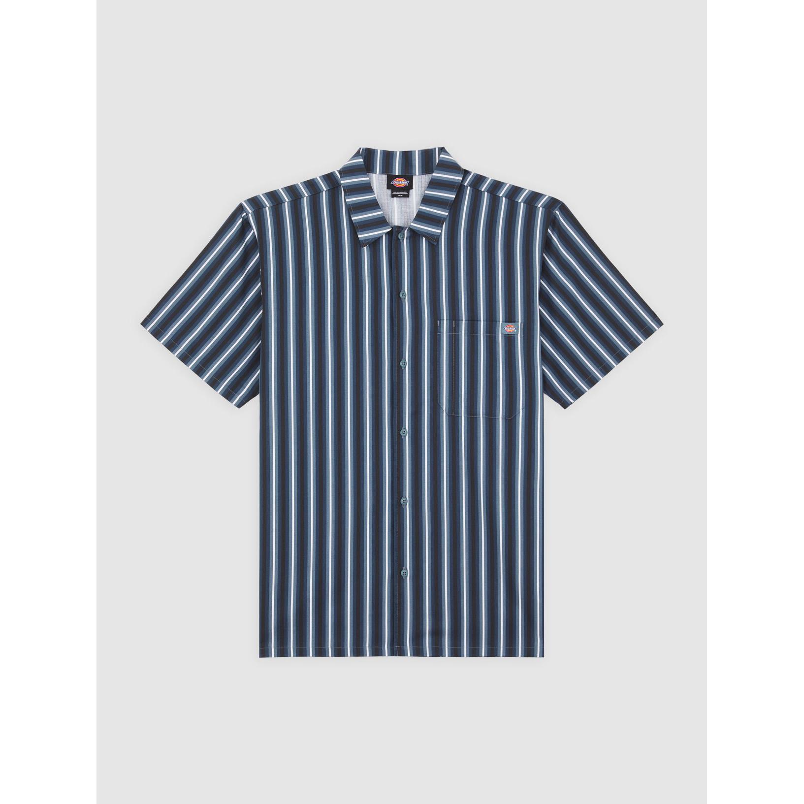 Dickies, Herren, Hemd, Multi Stripe Work Shirt S/S, Blau, (XL)
