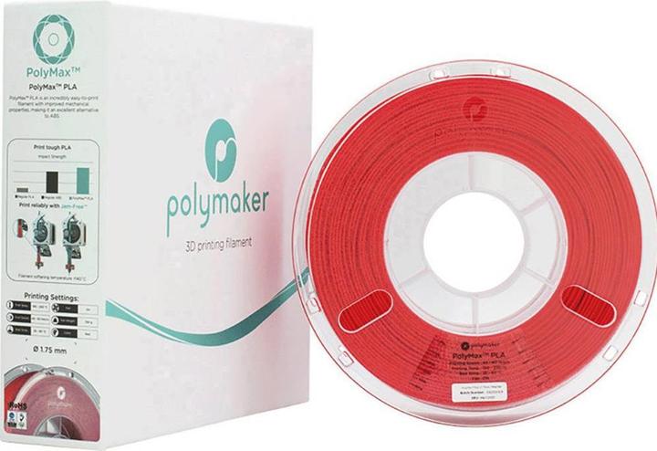 Produktbild Polymaker 70153 - Filament - PolyMAX PLA - rot - 750 g (Tough PLA, 1.75 mm, 750 g, Rot)