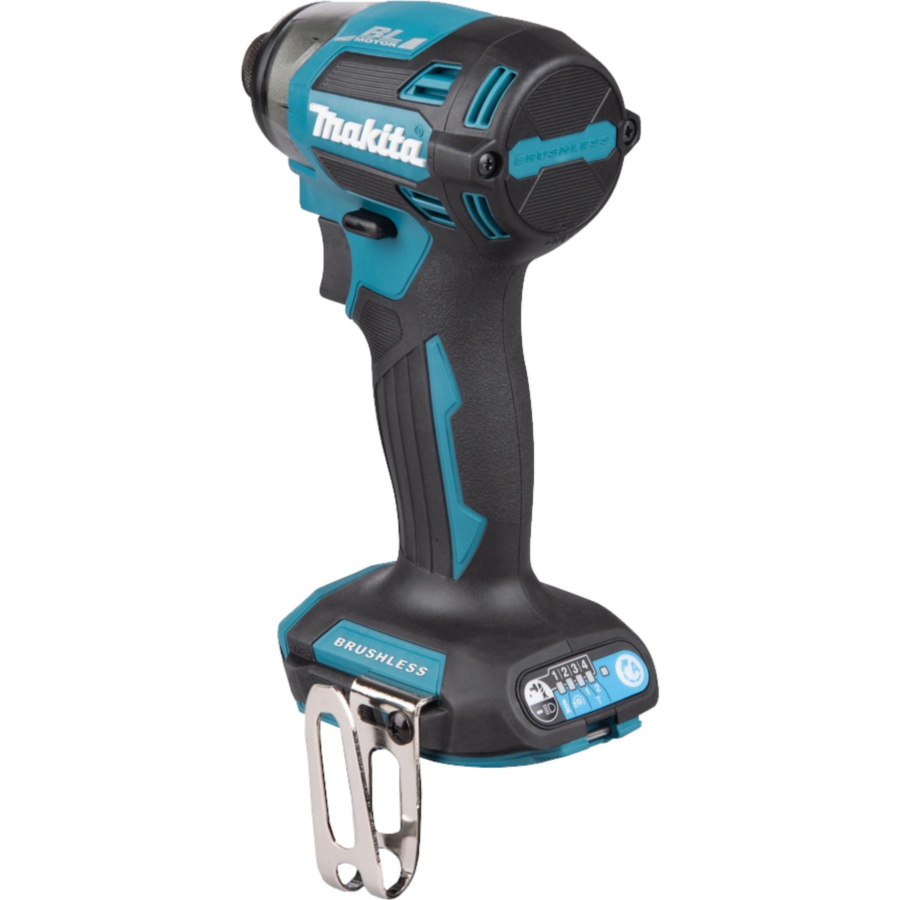Makita, Bohrmaschine + Akkuschrauber, DTD 173 ST1J Akku Schlagschrauber 18 V 180 Nm 1/4“ Brushless + 1x Akku 5,0 Ah + La...