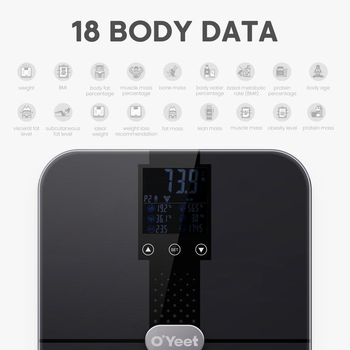 Produktbild OYeet O'Yeet Smarte Körperanalysewaage BS-OY02 Schwarz (180 kg)