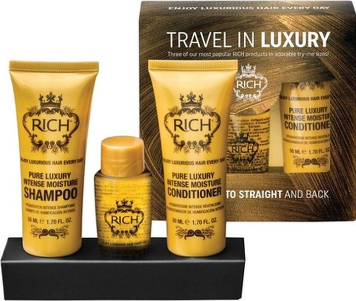 Image du produit Rich Travel in Luxury Gift Set - Intense Moisture Shampoo 1.70 Fl Oz, Intense Moisture Conditioner 1 (Kit de soins capillaires)