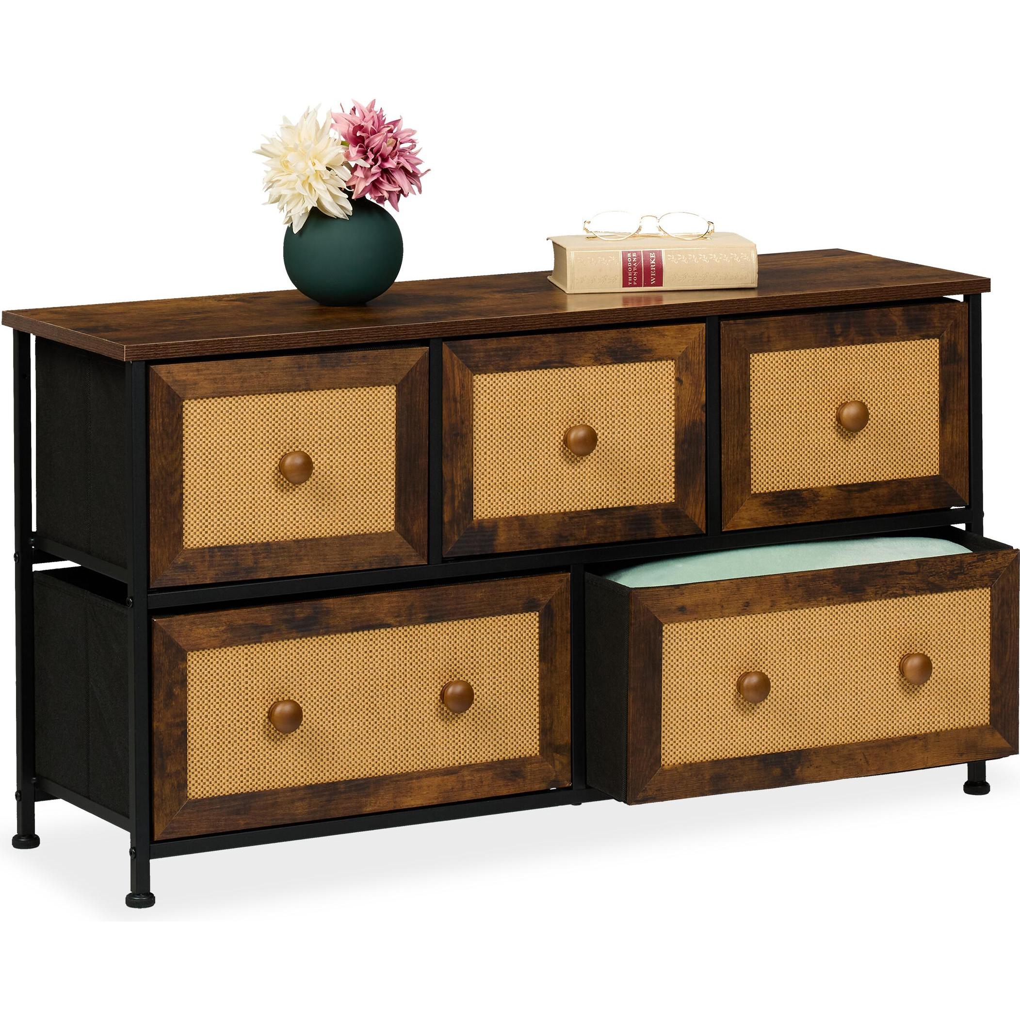 Relaxdays, Kommode + Sideboard, Kommode (100 x 32.5 x 54.5 cm)
